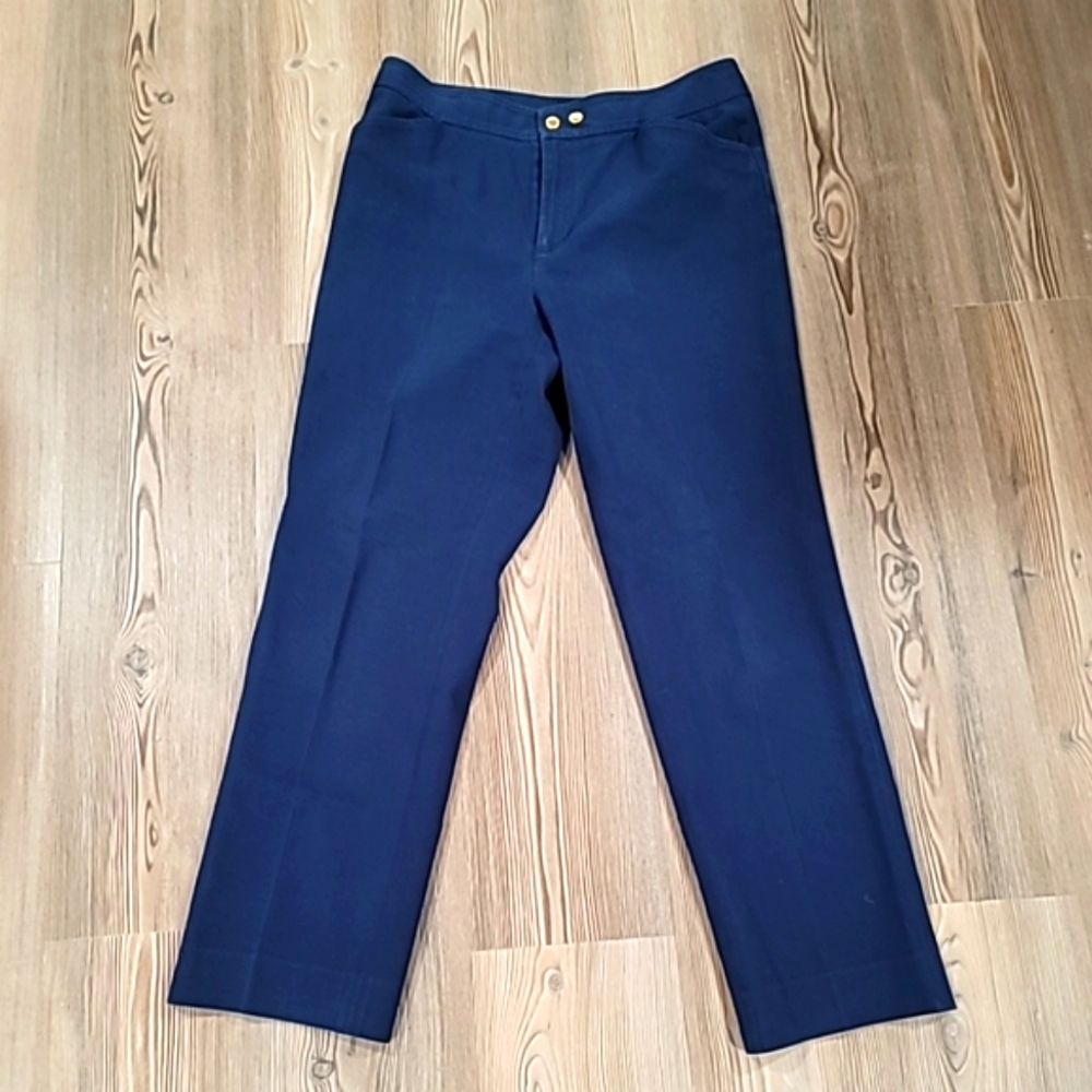 Lauren Ralph Lauren Women's Business Pants Navy Blue Straight Gold Button 32x29.